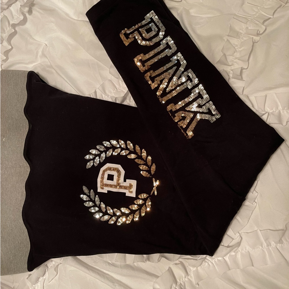 NWOT Victoria's Secret Black Multi Color Sequin Embellished Yoga Legging…